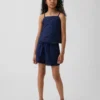 Kinder-Shorts aus Leinen-Baumwolle mit Spitzenbesatz