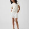 Kinder-Shorts aus Leinen-Baumwolle mit Spitzenbesatz
