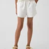 Kinder-Shorts aus Leinen-Baumwolle mit Spitzenbesatz