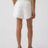 Kinder-Shorts aus Leinen-Baumwolle mit Spitzenbesatz