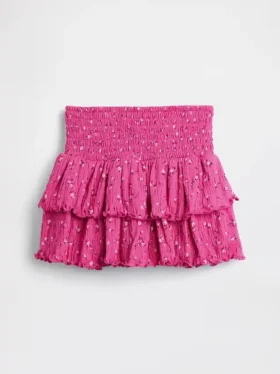 Kinder-Skort aus geknittertem Strick mit Stufenschnitt