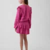Kinder-Skort aus geknittertem Strick mit Stufenschnitt