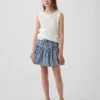 Kinder-Skort aus Gingham-Denim mit Stufenschnitt