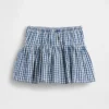 Kinder-Skort aus Gingham-Denim mit Stufenschnitt