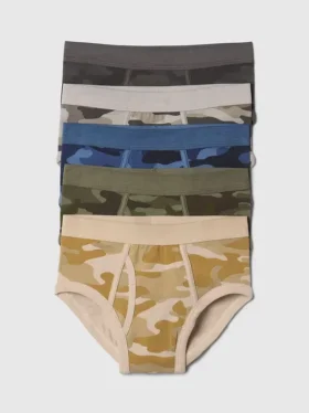 Kinder-Slips aus Bio-Baumwolle im Camouflage-Muster (5er-Pack)