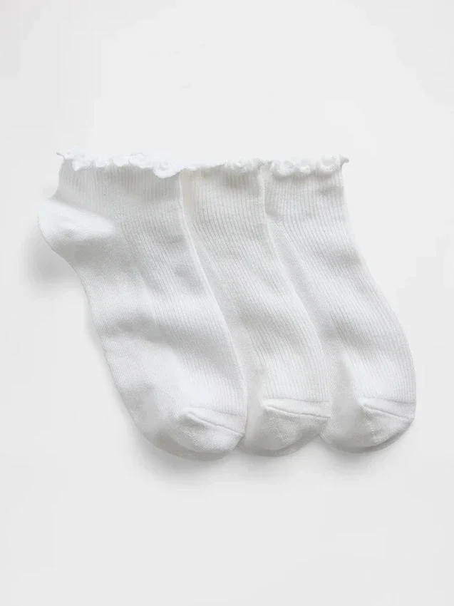 Kinder-Socken mit Rüschen (3er-Pack)