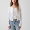 Kinder-Strickjacke aus Baumwolle mit Pointelle-Rippmuster