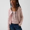 Kinder-Strickjacke aus Baumwolle mit Pointelle-Rippmuster