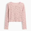 Kinder-Strickjacke aus Baumwolle mit Pointelle-Rippmuster