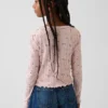 Kinder-Strickjacke aus Baumwolle mit Pointelle-Rippmuster