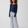 Kinder-Strickjacke aus Baumwolle mit Pointelle-Rippmuster