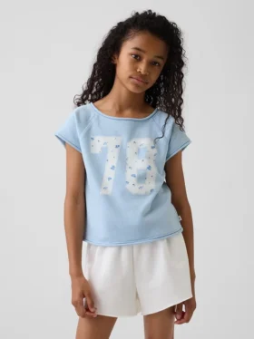 Kinder-Sweatshirt aus Vintagesoft-Frottee mit Raglanärmeln und Grafikprint