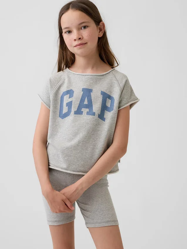 Kinder-Sweatshirt aus Vintagesoft-Frottee mit Raglanärmeln und Grafikprint