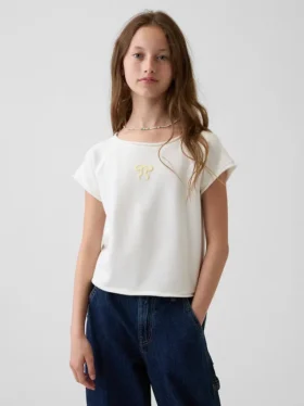 Kinder-Sweatshirt aus Vintagesoft-Frottee mit Raglanärmeln und Grafikprint
