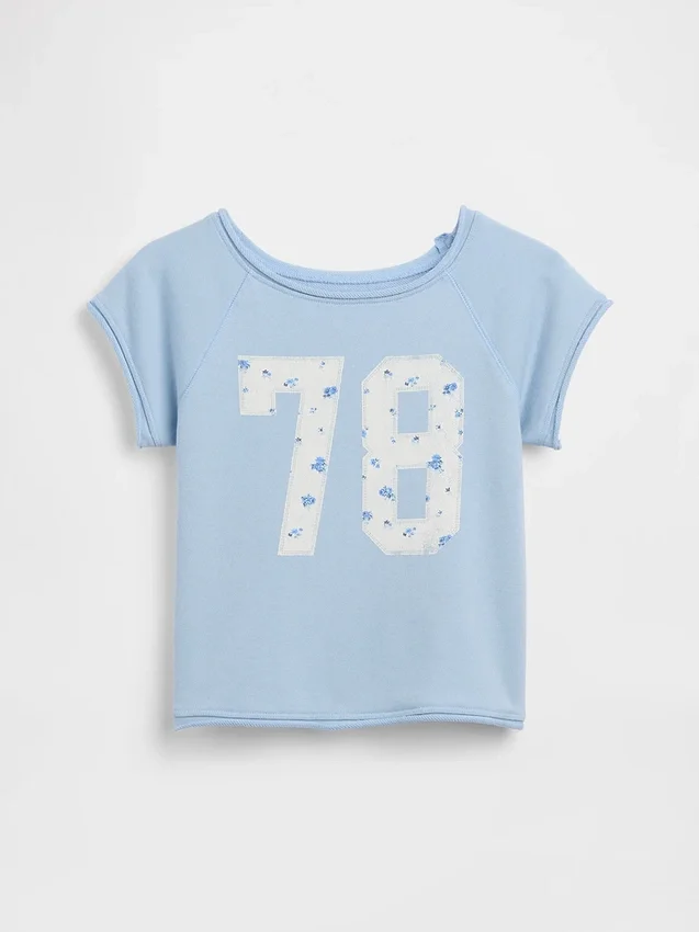 Kinder-Sweatshirt aus Vintagesoft-Frottee mit Raglanärmeln und Grafikprint