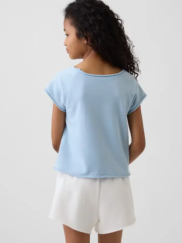 Kinder-Sweatshirt aus Vintagesoft-Frottee mit Raglanärmeln und Grafikprint