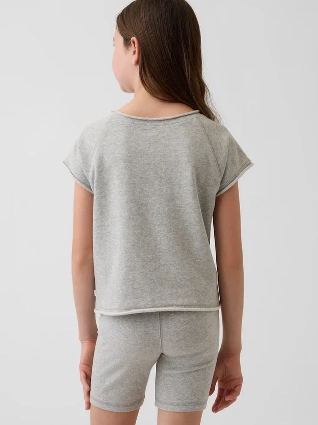 Kinder-Sweatshirt aus Vintagesoft-Frottee mit Raglanärmeln und Grafikprint