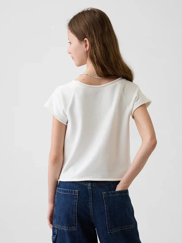 Kinder-Sweatshirt aus Vintagesoft-Frottee mit Raglanärmeln und Grafikprint