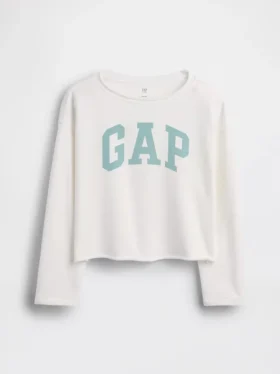 Kinder-Sweatshirt „Vintagesoft“ aus Frottee mit weitem Ausschnitt und Logo