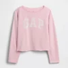 Kinder-Sweatshirt „Vintagesoft“ aus Frottee mit weitem Ausschnitt und Logo