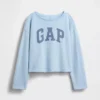 Kinder-Sweatshirt „Vintagesoft“ aus Frottee mit weitem Ausschnitt und Logo