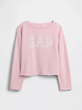 Kinder-Sweatshirt „Vintagesoft“ aus Frottee mit weitem Ausschnitt und Logo