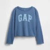 Kinder-Sweatshirt „Vintagesoft“ aus Frottee mit weitem Ausschnitt und Logo