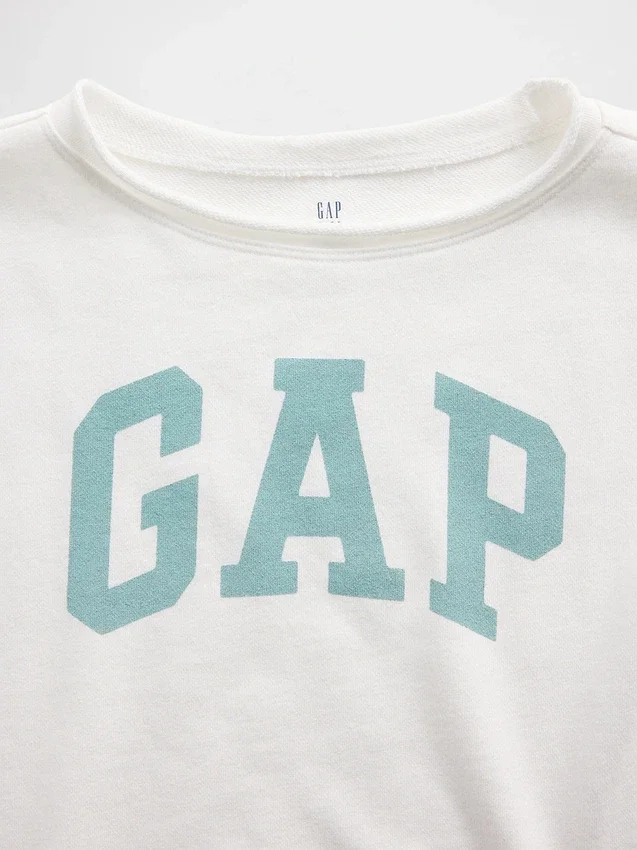 Kinder-Sweatshirt „Vintagesoft“ aus Frottee mit weitem Ausschnitt und Logo