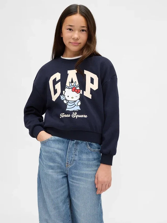 Kinder-Sweatshirt „Vintagesoft“ mit Hello Kitty-Logo