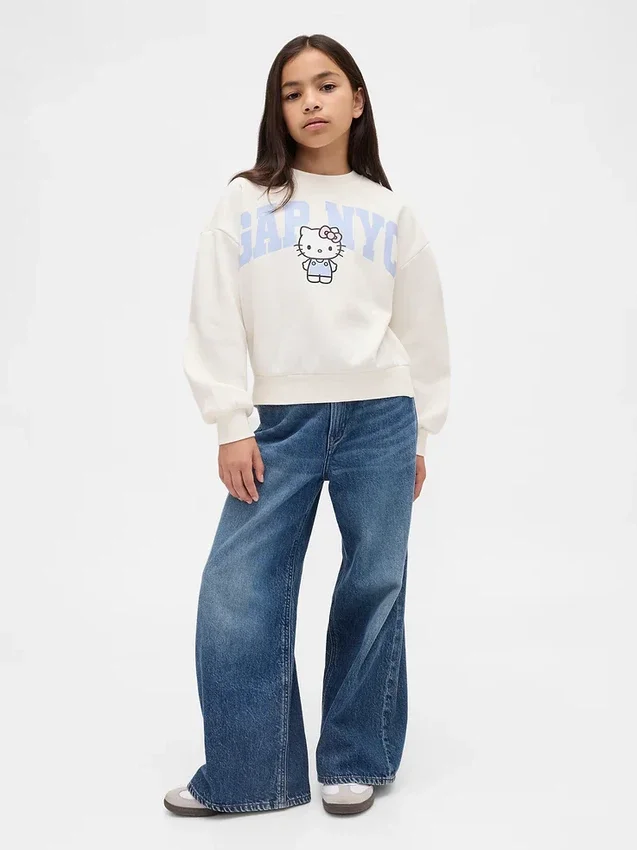 Kinder-Sweatshirt „Vintagesoft“ mit Hello Kitty-Logo