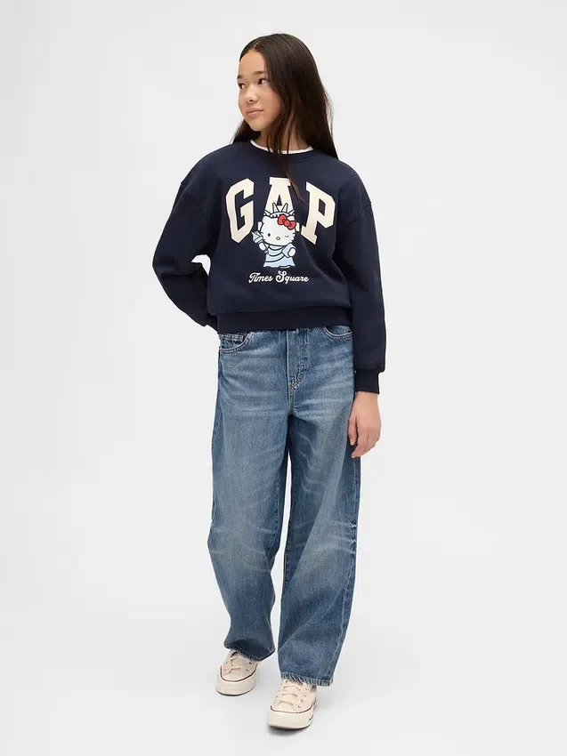 Kinder-Sweatshirt „Vintagesoft“ mit Hello Kitty-Logo