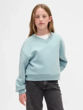 Kinder-Sweatshirt „Vintagesoft“ mit lockerem V-Ausschnitt