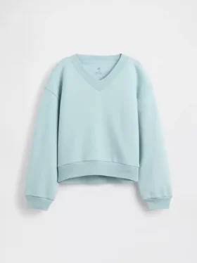 Kinder-Sweatshirt „Vintagesoft“ mit lockerem V-Ausschnitt
