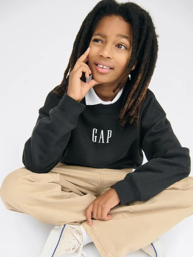 Kinder-Sweatshirt „Vintagesoft“ mit Logo in lockerer Passform