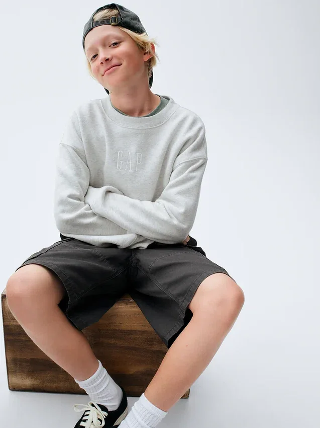 Kinder-Sweatshirt „Vintagesoft“ mit Logo in lockerer Passform