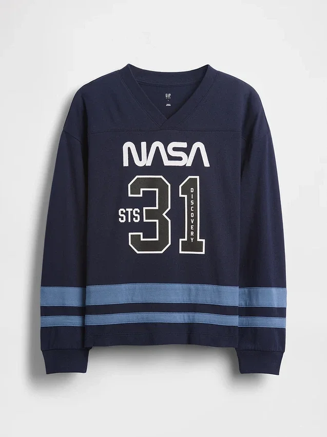 Kinder-T-Shirt aus Jersey im Relaxed-Schnitt mit NASA-Motiv