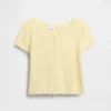 Kinder-T-Shirt aus Pointelle-Rippstrick mit Knopfleiste
