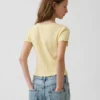 Kinder-T-Shirt aus Pointelle-Rippstrick mit Knopfleiste