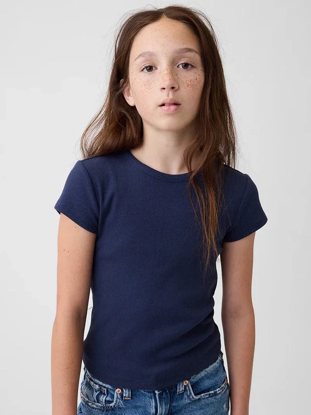 Kinder-T-Shirt aus Rippstrick
