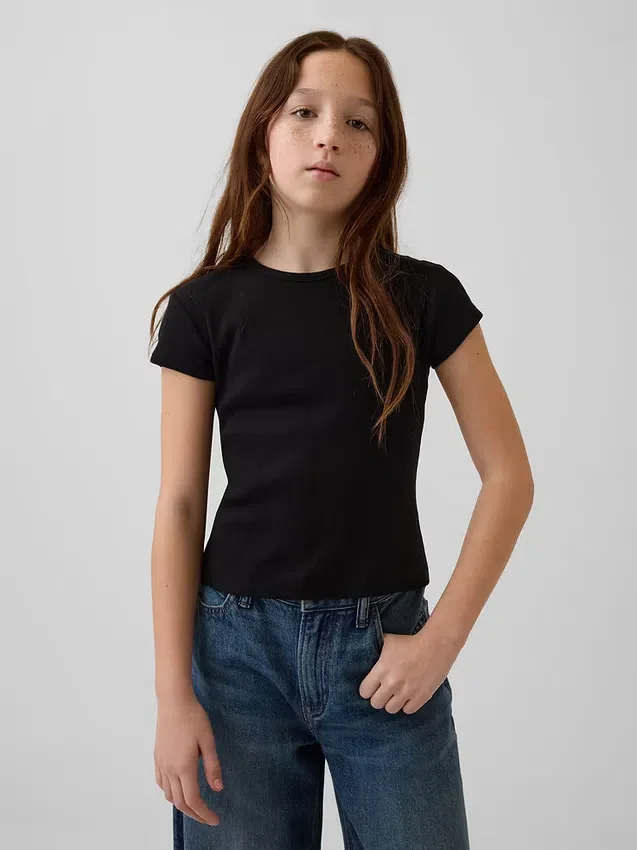 Kinder-T-Shirt aus Rippstrick
