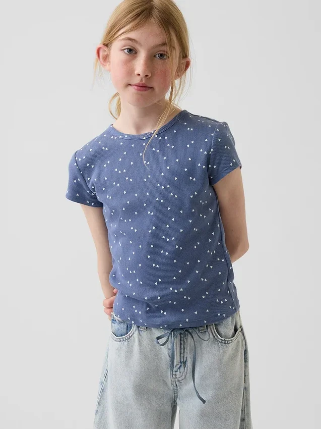 Kinder-T-Shirt aus Rippstrick