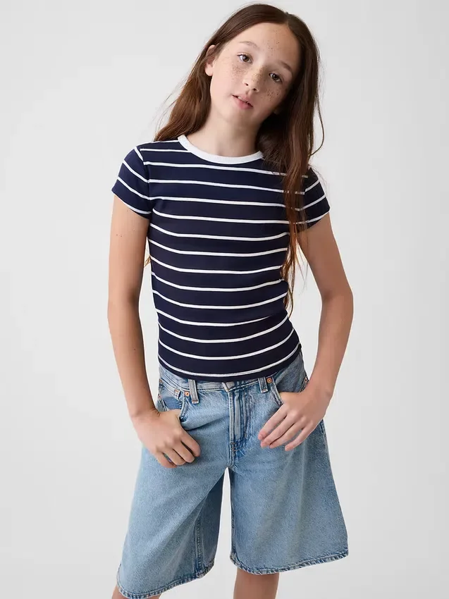 Kinder-T-Shirt aus Rippstrick