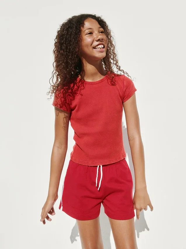 Kinder-T-Shirt aus Rippstrick
