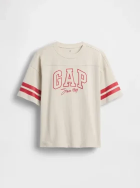 Kinder-T-Shirt aus schwerem Baumwolljersey in Oversize-Passform mit Logo-Naht