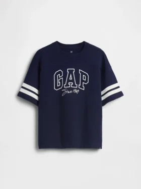 Kinder-T-Shirt aus schwerem Baumwolljersey in Oversize-Passform mit Logo-Naht