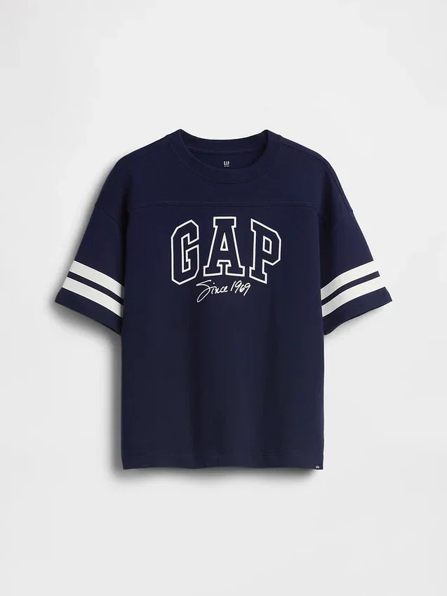 Kinder-T-Shirt aus schwerem Baumwolljersey in Oversize-Passform mit Logo-Naht