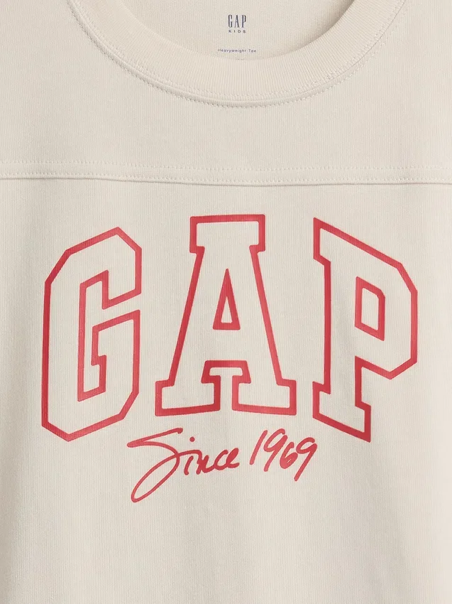 Kinder-T-Shirt aus schwerem Baumwolljersey in Oversize-Passform mit Logo-Naht