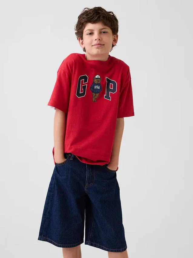Kinder-T-Shirt aus schwerem, locker sitzendem Stoff mit Gap Logo