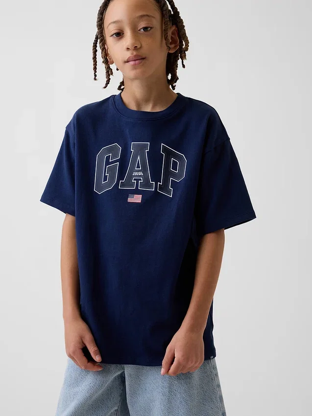 Kinder-T-Shirt aus schwerem, locker sitzendem Stoff mit Gap Logo