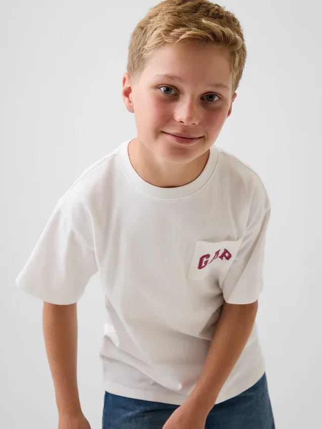 Kinder-T-Shirt aus schwerem, locker sitzendem Stoff mit Gap Logo